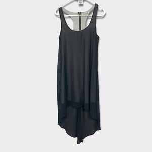 𝅺lucca Couture Black High-Low Midi Racer Back Tank Dress, Small